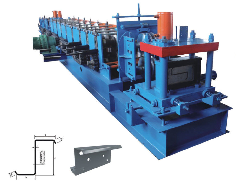 Blue Z Purlin Roll Forming Machine 10m / min برای فولاد رنگی